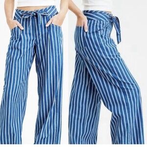 American Eagle Outfitters High-Waisted Striped Wide Leg Pants